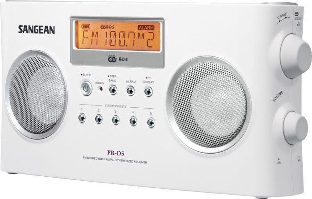 Sangean PR-D5 - FM Radio - Draagbare Radio met AM en FM - Wit