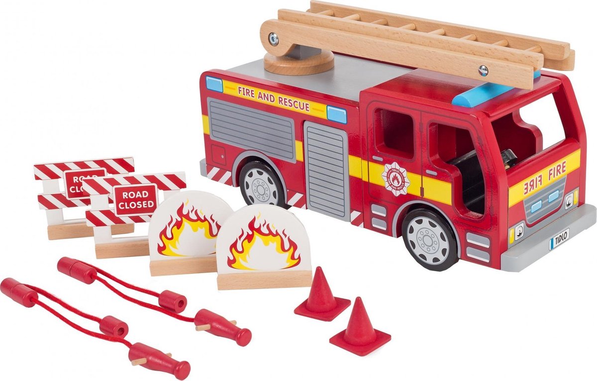 Tidlo Brandweerauto En Accessoires Rood 37 Cm