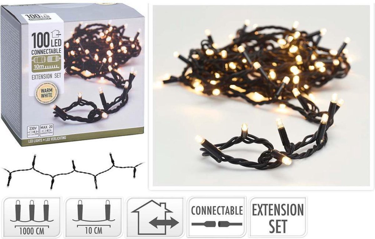 S.I.A. Koppelbare Kerstverlichting Uitbreidingset 100 LEDs 10M IP44