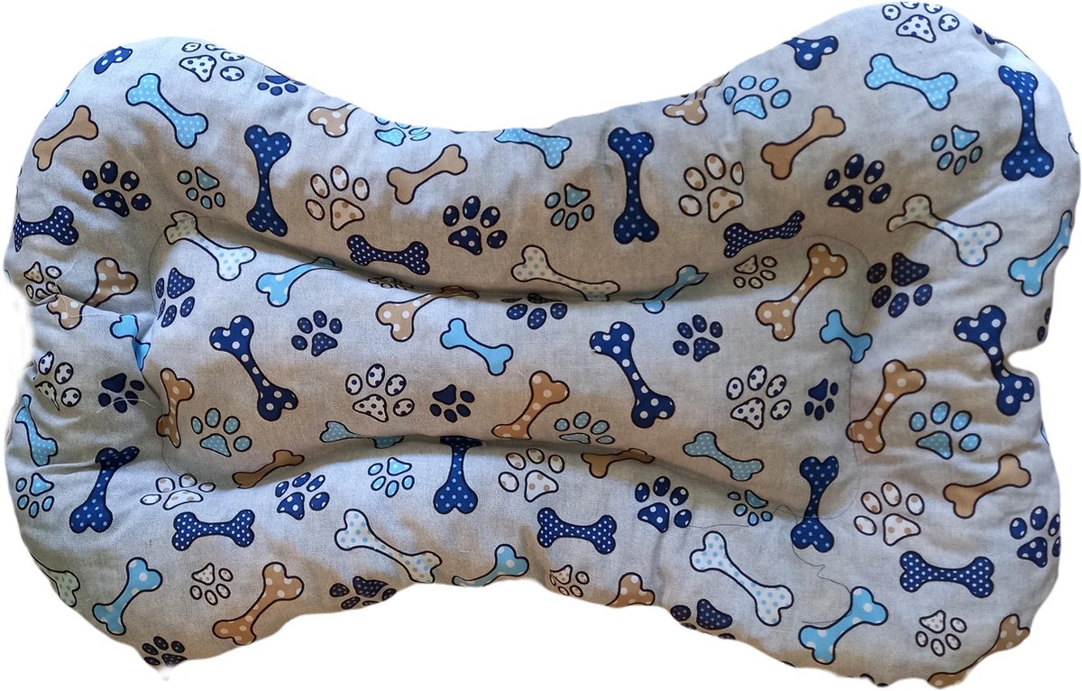 kussen voor kleine honden - Katten 70-100 cm (Wit met bot- en pootmotieven)