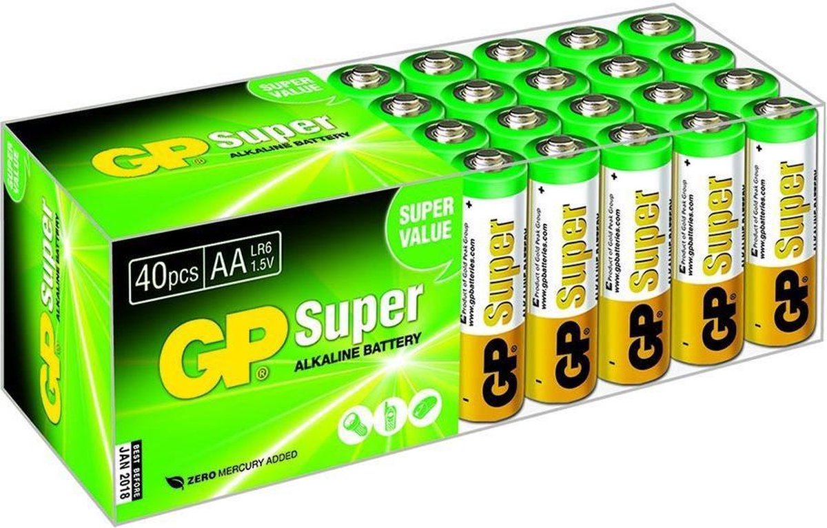 GP Super Alkaline AA batterijen - 40 stuks