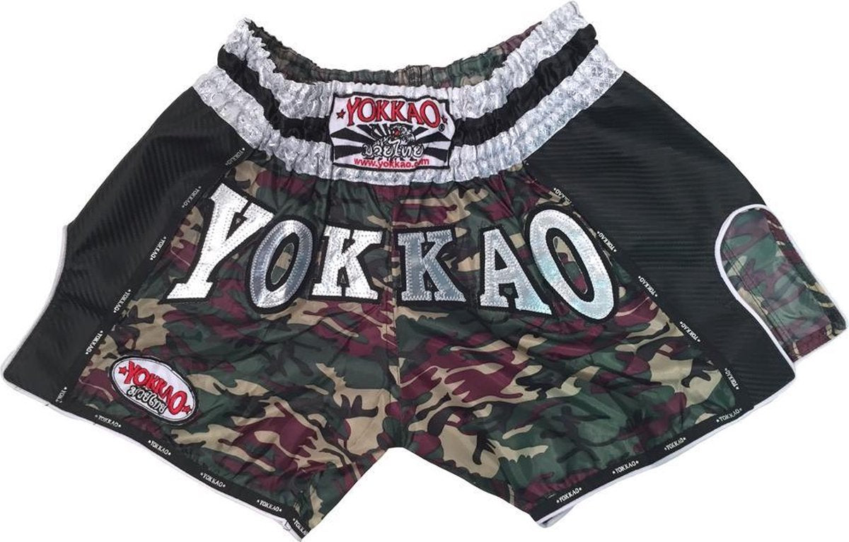 Yokkao Carbon Muay Thai Shorts Green Army - Product Kleur: Groen Army / Product Maat: XXL