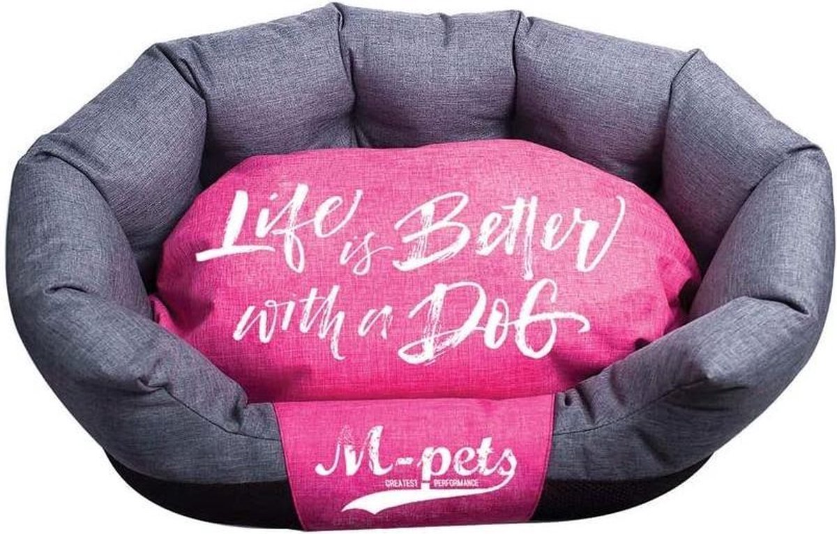 M-pets Hondenmand Prague 75 X 50 X 26 Cm Teflon Roze/grijs