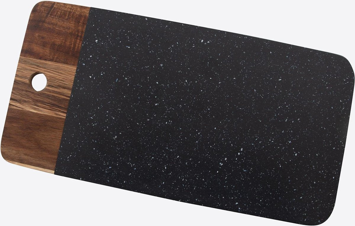 Point-Virgule - Serveerplank - Voor borrelhapjes - Acaciahout & graniet - 24x14x1cm