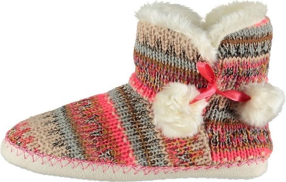 Apollo Sloffen Gestreept Dames Elastomeer/textiel Wit/roze Maat 37-38