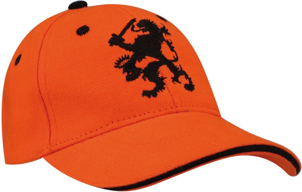 Set van 2x stuks oranje Nederland supporter pet/cap met leeuw voor kinderen -  EK / WK / Koningsdag - Baseball petjes