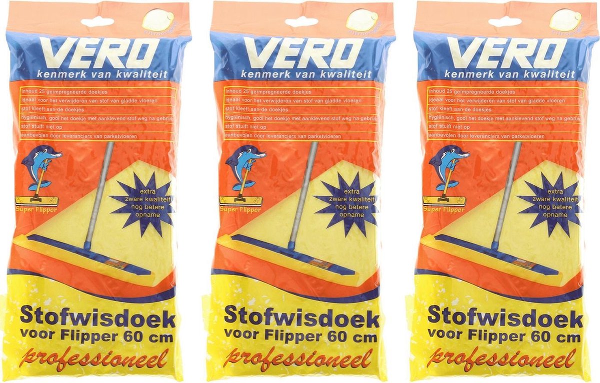 75x Stofdoeken met citroengeur voor stofwisser 60 cm - VloerFlipper60 - Huishouden - Schoonmaken - Stofwissers/vloerwissers stofdoekjes