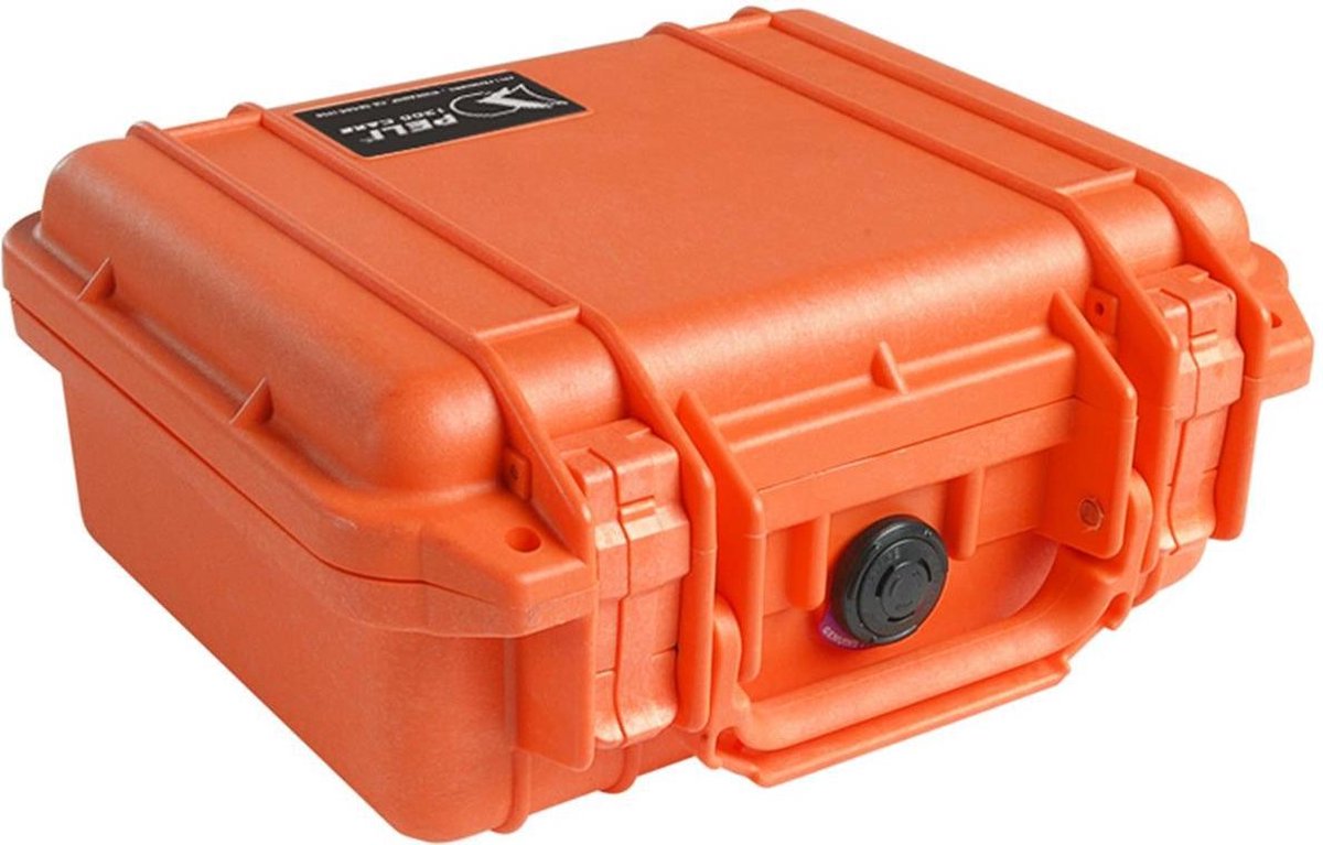 Peli 1200 Waterdichte Camerakoffer Oranje met Foam Interieur