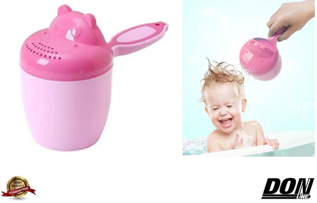 Baby Haarspoelbeker / Babyspoelbeker Baby Bad Spoelbeker -Roze / Baby Haar Spoelbeker / Baby en Kinderen Cartoon Nijlpaard Ontwerp Bad Beker / Baby Douche Shampoo beker / Baby Haarspoeling Kruik / Baby Hair Rinsing Cup – Hippo Design / Shampoo – Pink