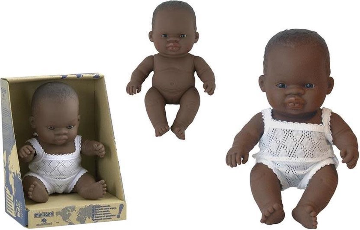 Miniland Babypop Afrikaans Meisje - 21 cm