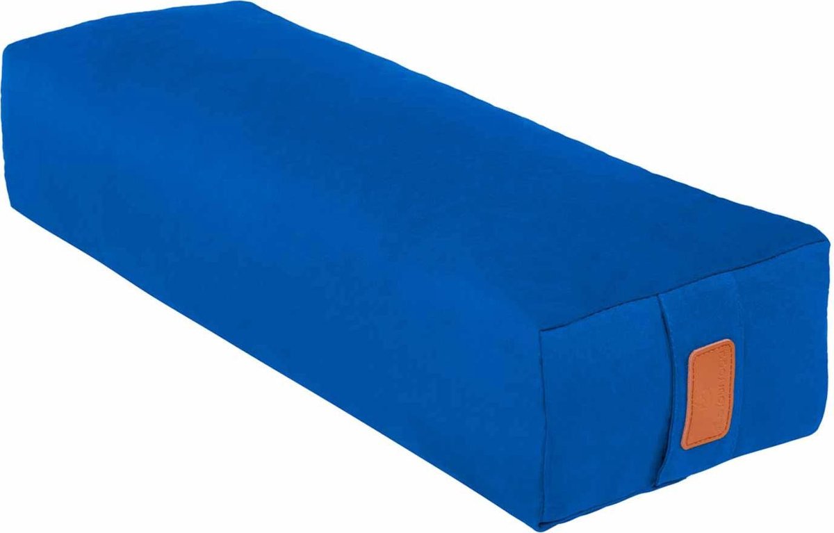 #DoYourYoga - Hoekig Yoga bolster - »Paravati« - Meditatiekussen met bio-organische boekweit schalen vulling - L67 cm & diam.13 cm - marineblauw