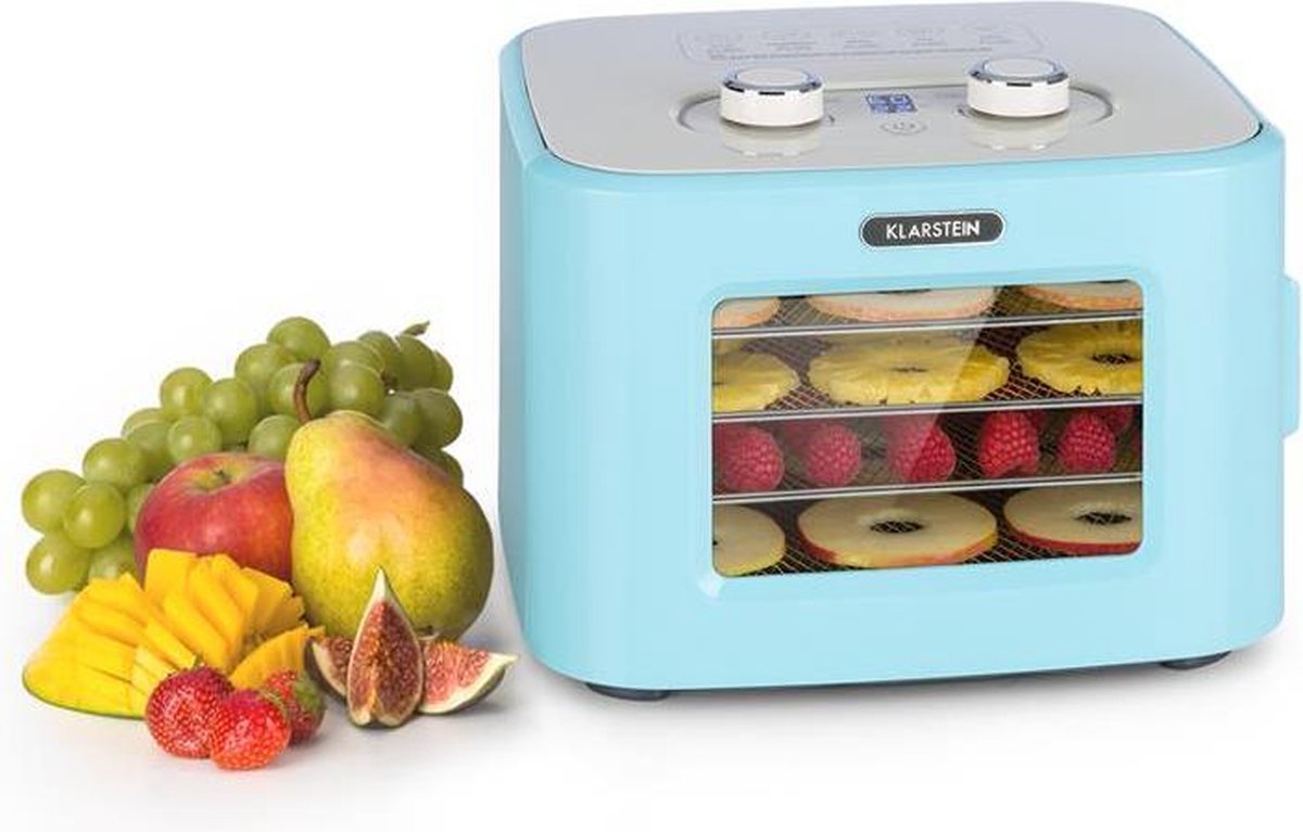 Klarstein Tutti Frutti droogautomaat 400W - Temperatuur 35-80°C - 3D circulatie - 8 liter . max. 55 dB - Blauw