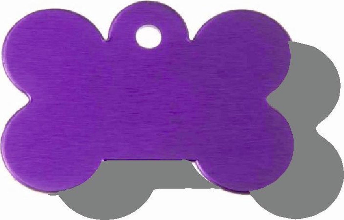 Hondenpenning groot paars | 2 zijden graveren | 40x28 mm