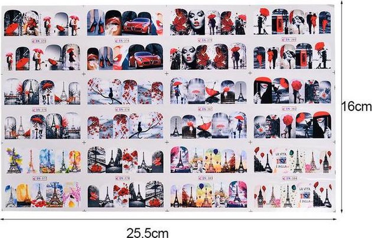 1 vel nagelstickers romantisch 16x25.5 cm 120 nagelstickertjes