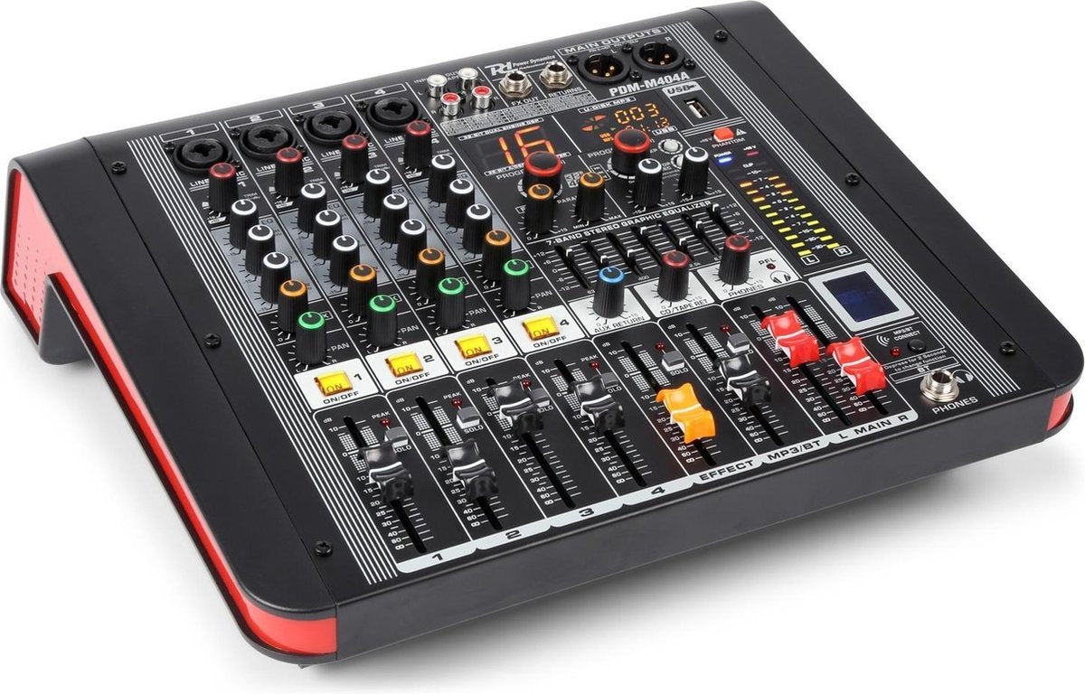 Power Dynamics PDM-M404A 4-Kanalen Studio Mixer met Versterker