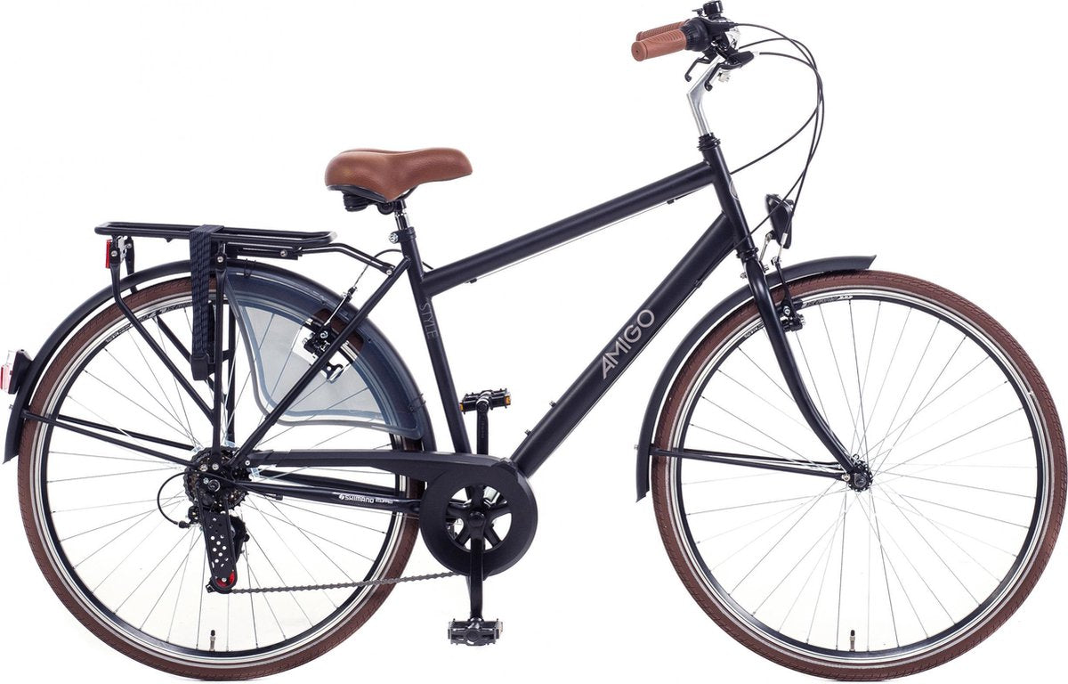 Amigo Style - Stadsfiets 28 inch - Herenfiets met 6 versnellingen - Matzwart