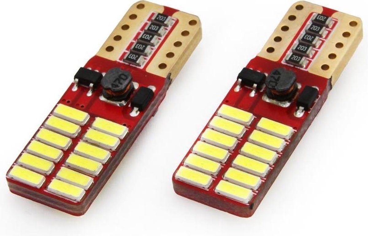 T10 - CANBUS - 24SMD - 4014 - 12/24V - 2 stuks - wit