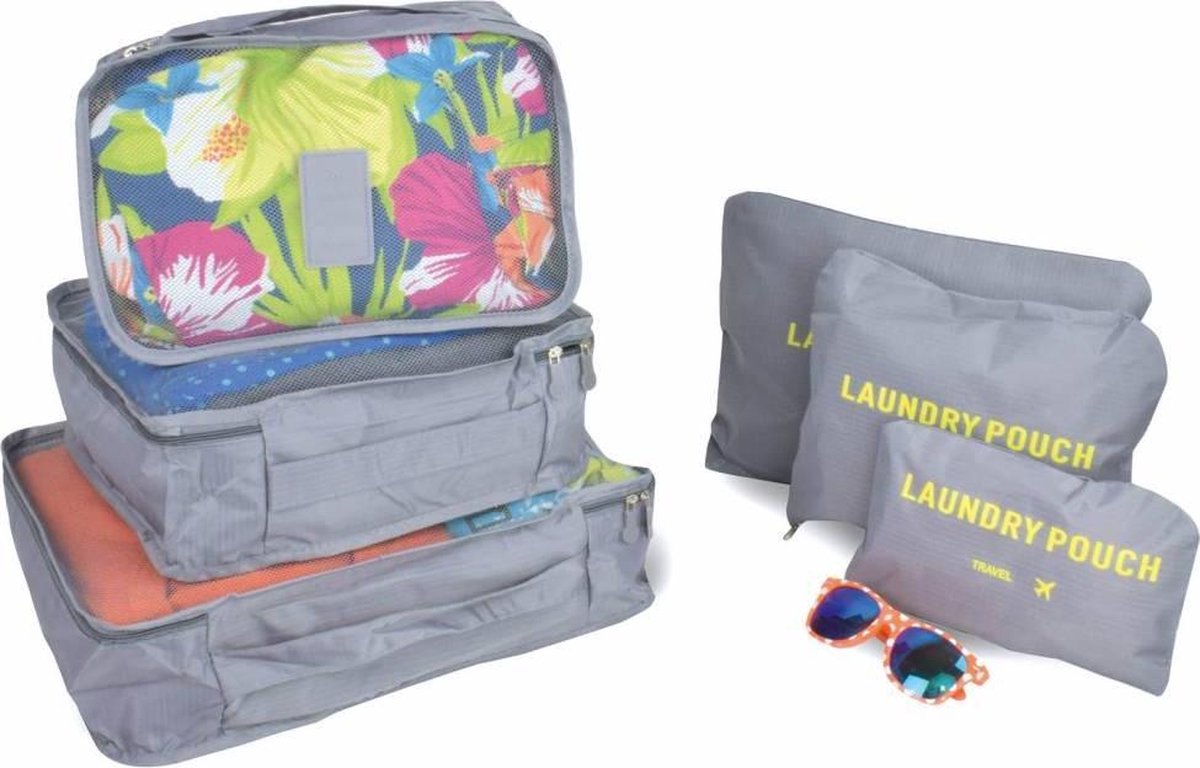 O'DADDY packing cubes - 6 delig bagage organizer - grijs