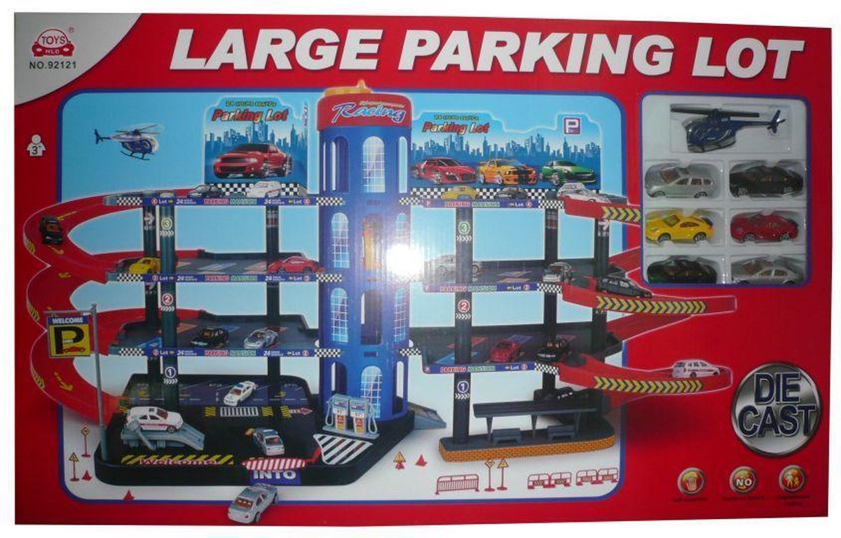 Parkeertoren - Incl 6 Auto's en 1 Helikopter