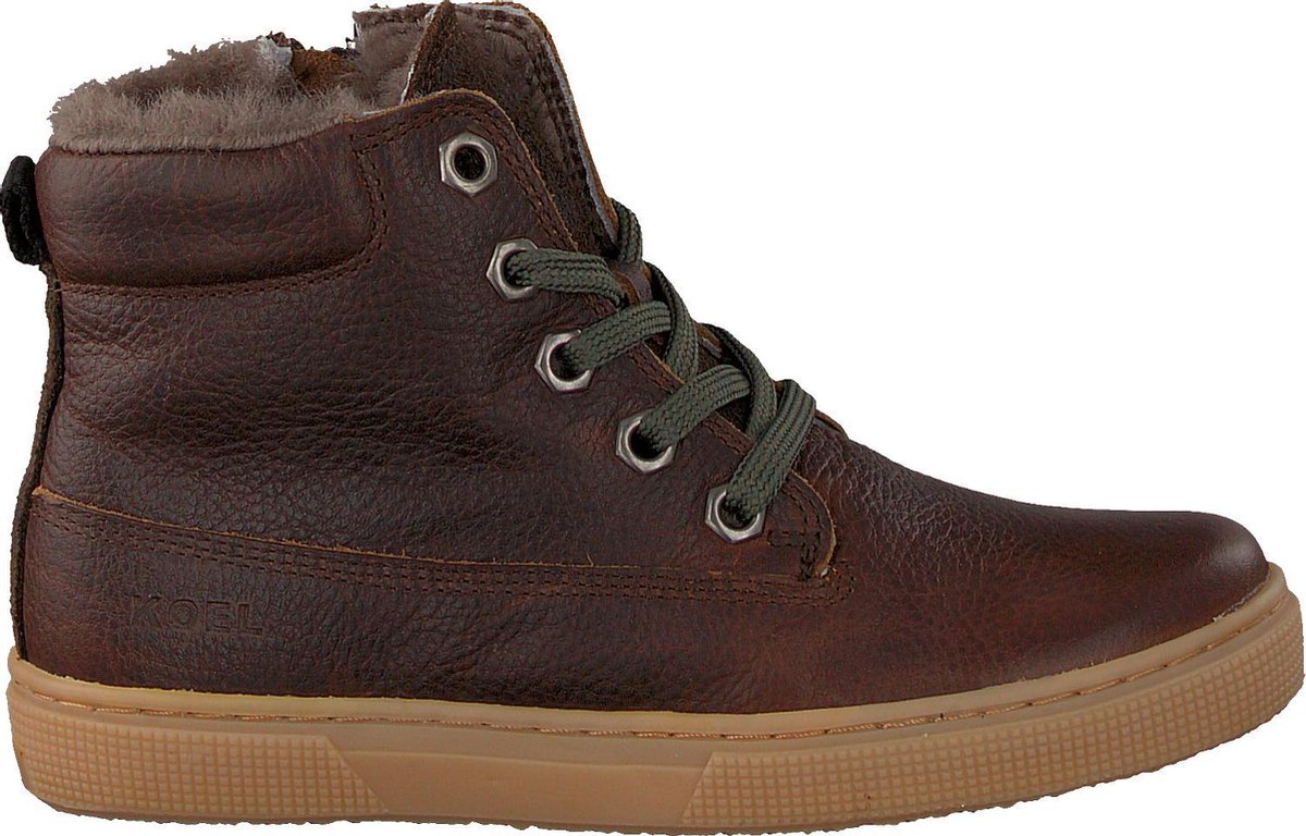 Koel4kids Ko645 Hoge sneakers - Leren Sneaker - Jongens - Bruin - Maat 26