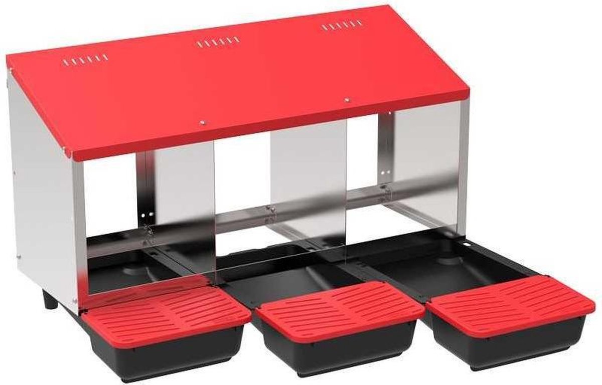 LEGNEST/LEGHUIS VOOR KIPPEN ALUMINIUM MET 3 SECTIES 78X48X45CM
