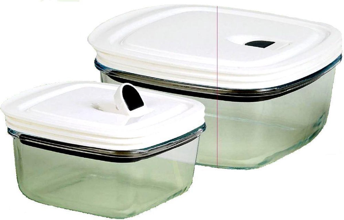 KINGHOFF 8 delig uiterst duurzame glazen vershoudbakjes - Mealprep - voor koelkast/vriezer/oven/magnetron - deksel met luchtventieltje