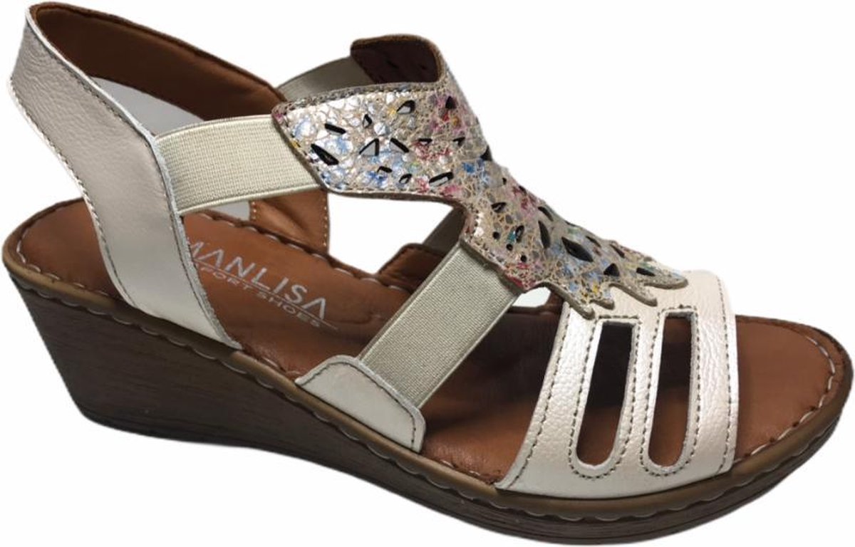 manlisa dames elastiek sandaal S245-535 beige mt 37
