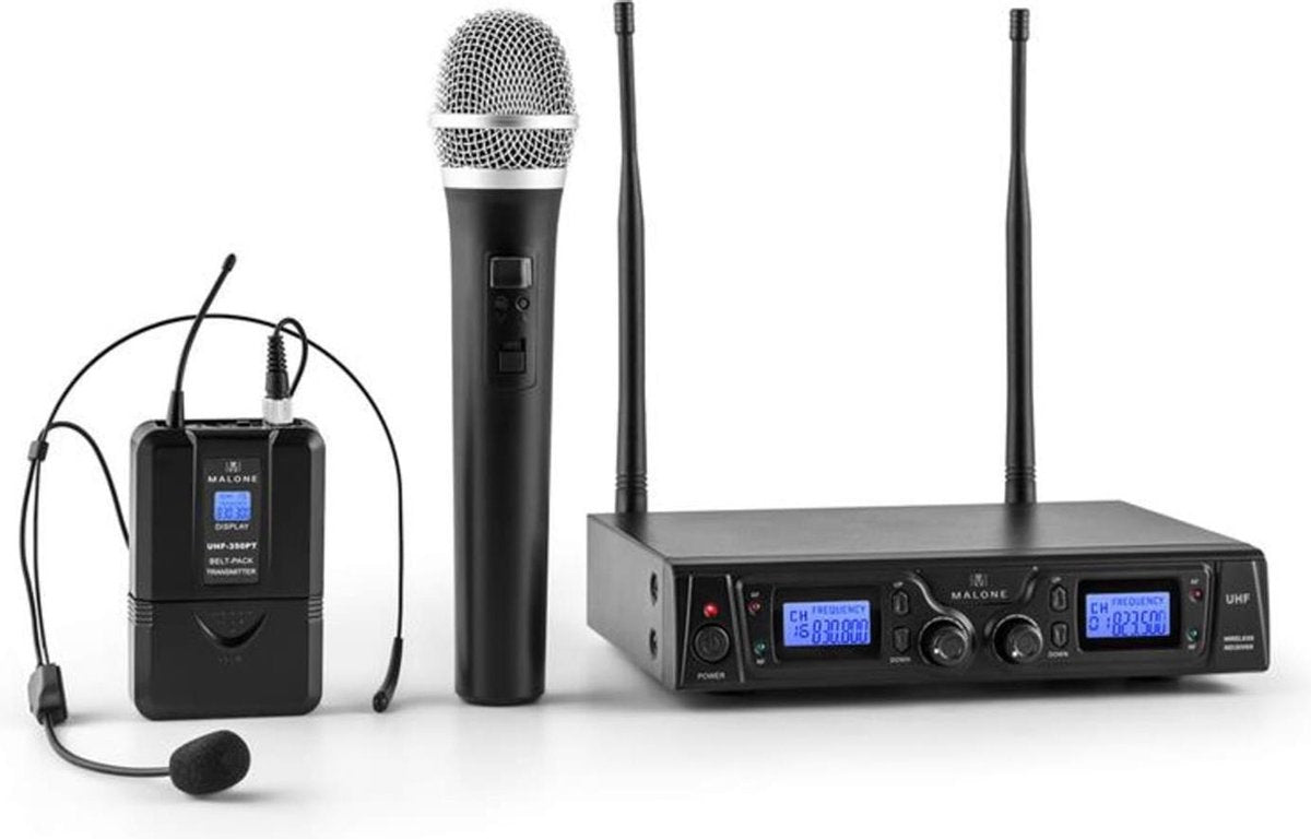Duett Quartett Fix V1 2-kanaals UHF-draadloze microfoon-set 50m reikwijdte
