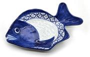 Vis Schaal - Vis Bord - Visschaal - Presenteerschaal wit blauw - Thais servies - Pineapple patroon - Ananaspatroon  23 cm