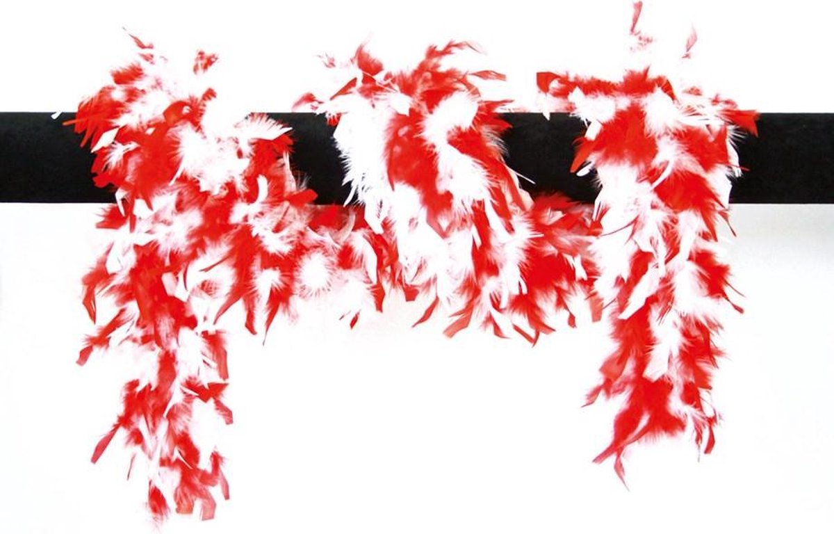 Boa gemeleerd 65gram 180cm lang rood/wit