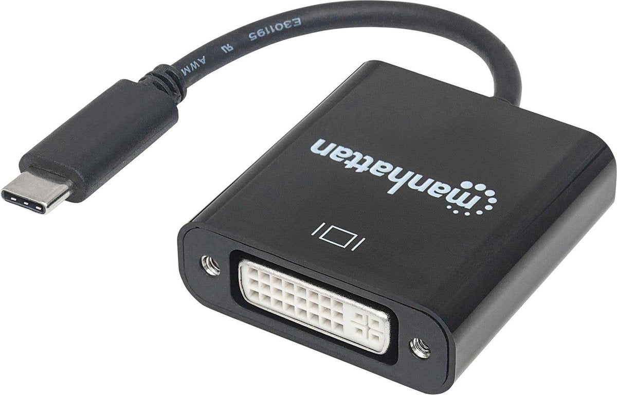 Manhattan 152051 USB / DVI Adapter [1x USB 3.2 Gen 2 stekker C (USB 3.1) - 1x DVI-stekker 24+5-polig] Zwart Kleurcodering