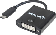 Manhattan 152051 USB / DVI Adapter [1x USB 3.2 Gen 2 stekker C (USB 3.1) - 1x DVI-stekker 24+5-polig] Zwart Kleurcodering