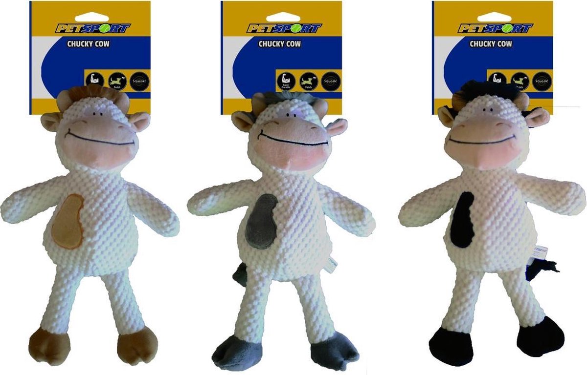 Chucky Cow Grijs Hondenspeelgoed Honden Hondenknuffel