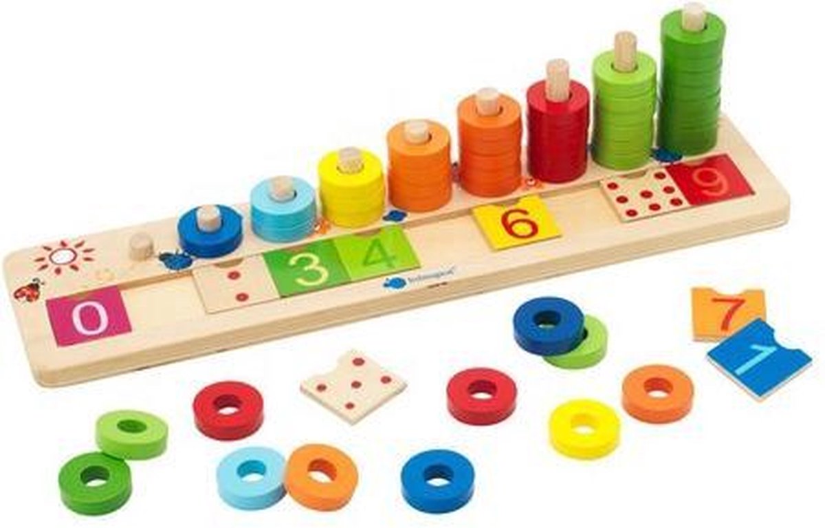 Telplank Hout - Imaginarium - Cijfers Leren - Inclusief 55 Houten Onderdelen - Educatief - 41 cm
