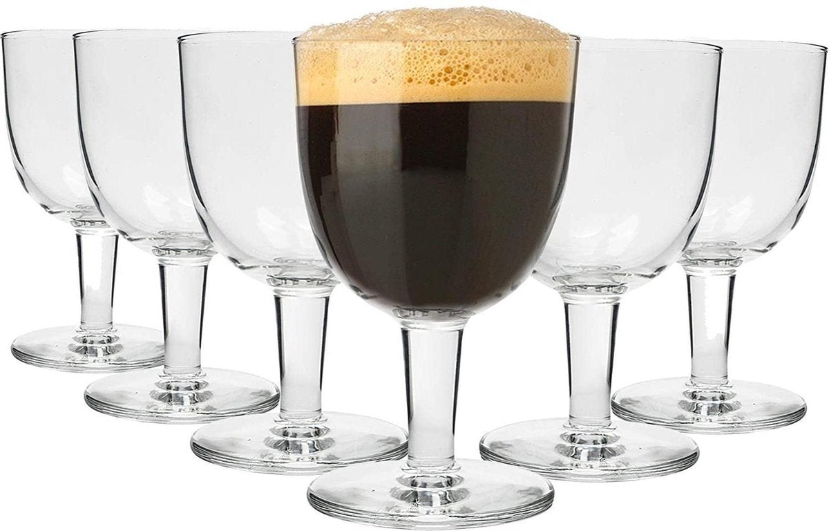 6 x Abdij/Abbey bierglazen op voet 410 ml - Bierglazen voor speciaalbier 6 stuks