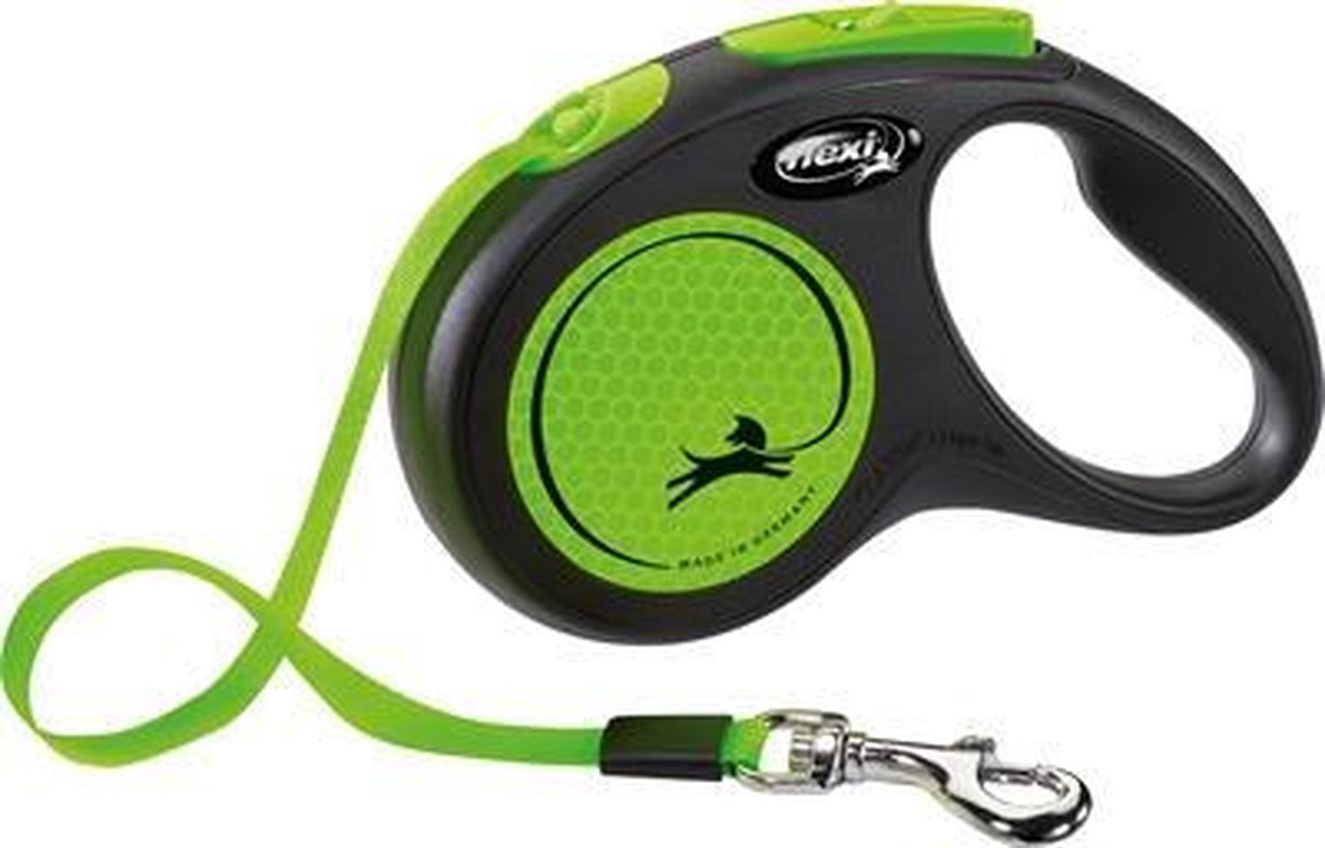 Flexi rollijn new neon tape zwart / neon groen - s 5 mtr tot 15 kg - 1 stuks