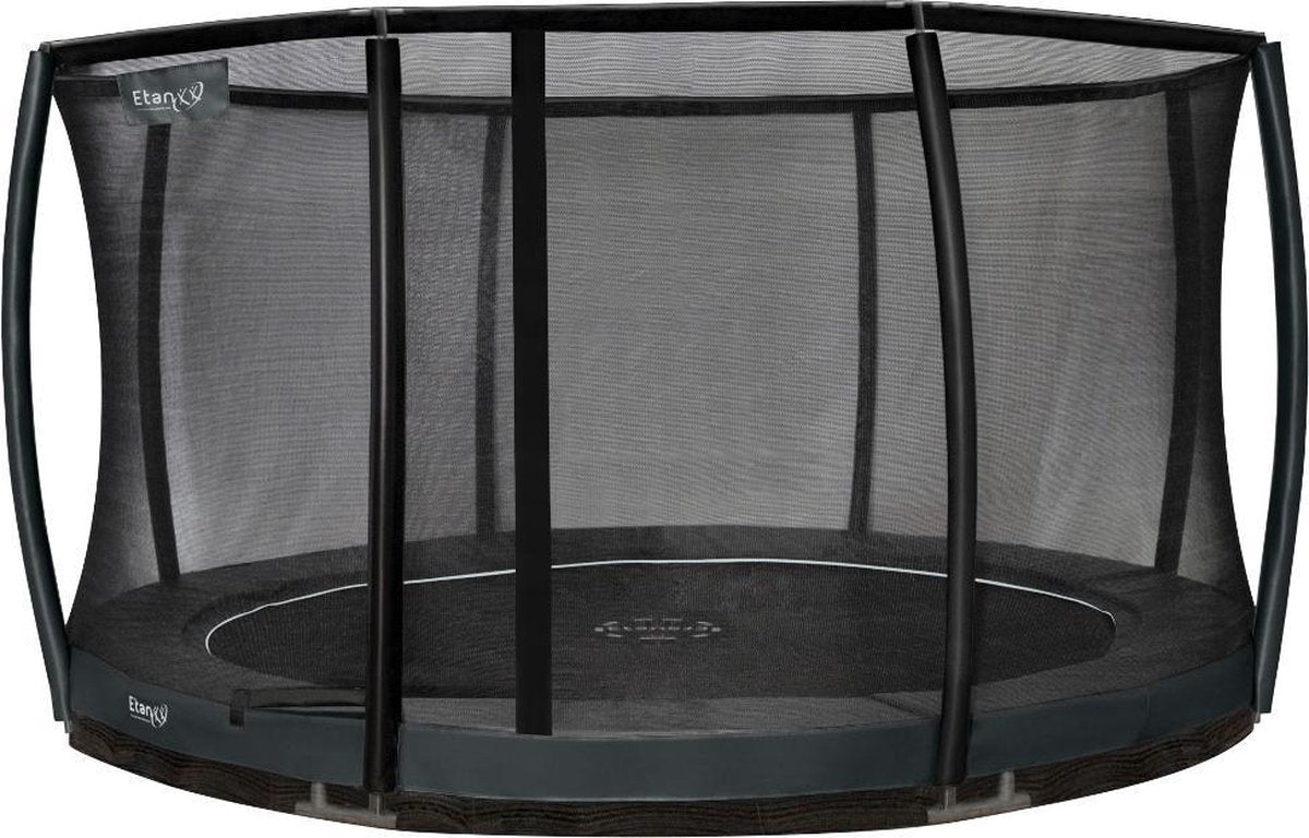 Etan Premium Gold Combi Deluxe Inground Trampoline Set - Ø 366 cm - incl. Deluxe Veiligheidsnet - UV-bestendig Randkussen - Grijs - Rond