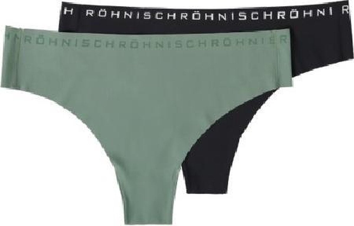 Röhnisch Slipjes Siena Nylon Dames Zwart/groen 2-pack Maat Xs