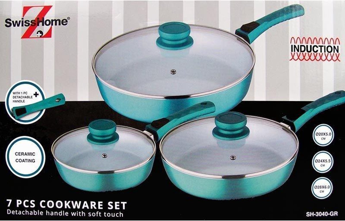 Swiss Home SwissHome Pannenset met afneembaar handvat
