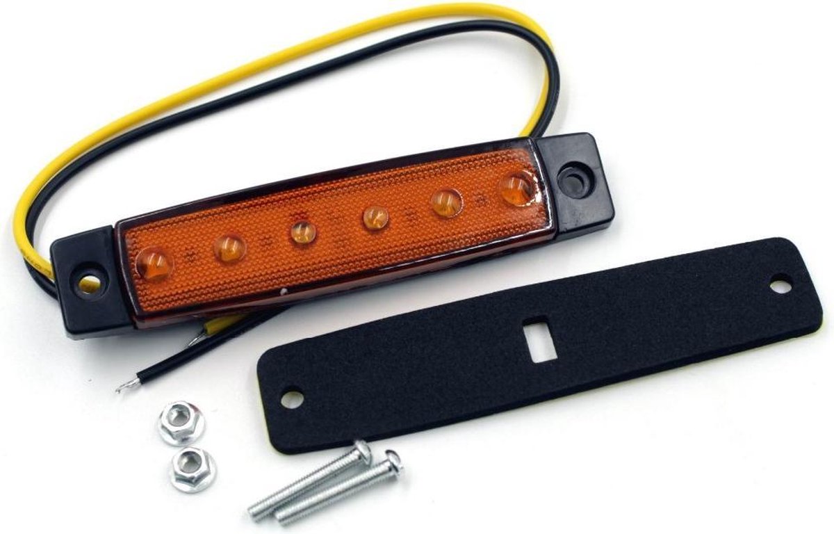 Zij markeringslamp 12v 6LED ORANJE