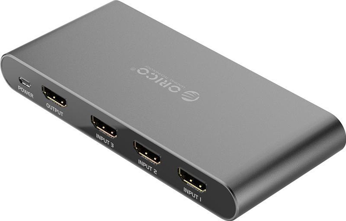 HDMI switch 4K @60Hz - 1x HDMI naar 3x HDMI - Sky Grey