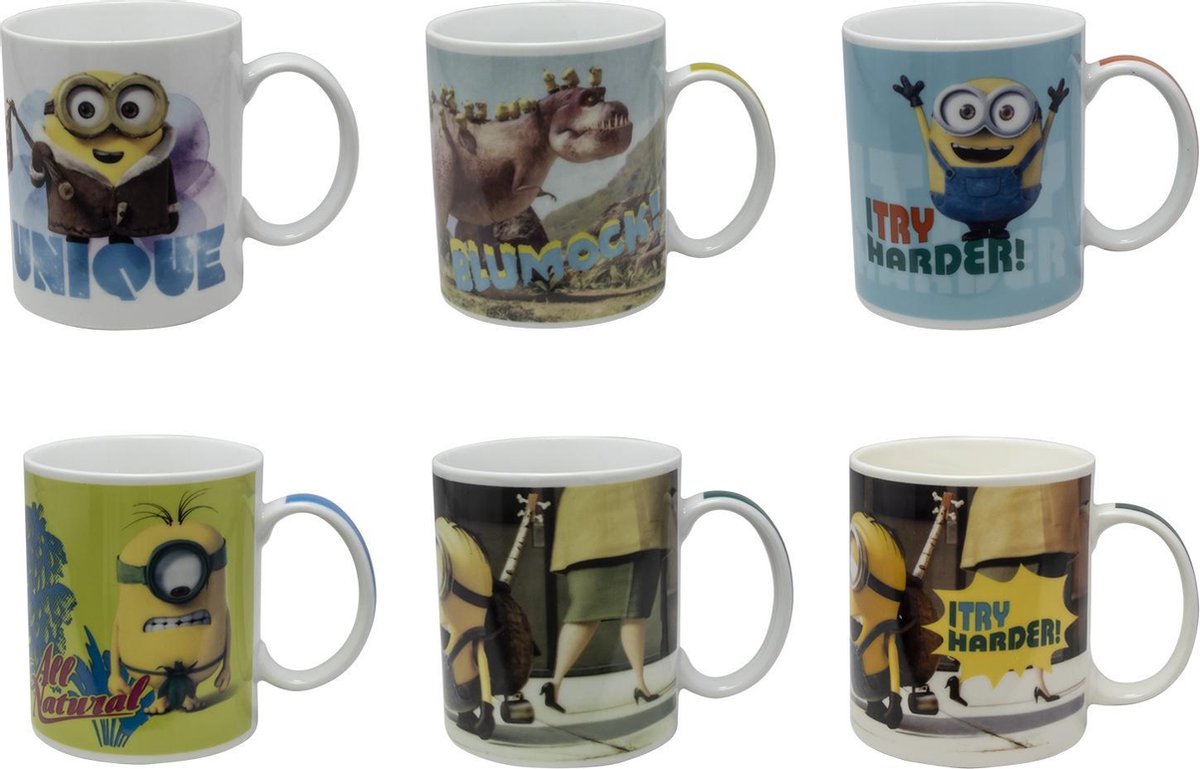 Minions Mokken (6 stuks) - Porselein - 300ml - Verschillende Prints