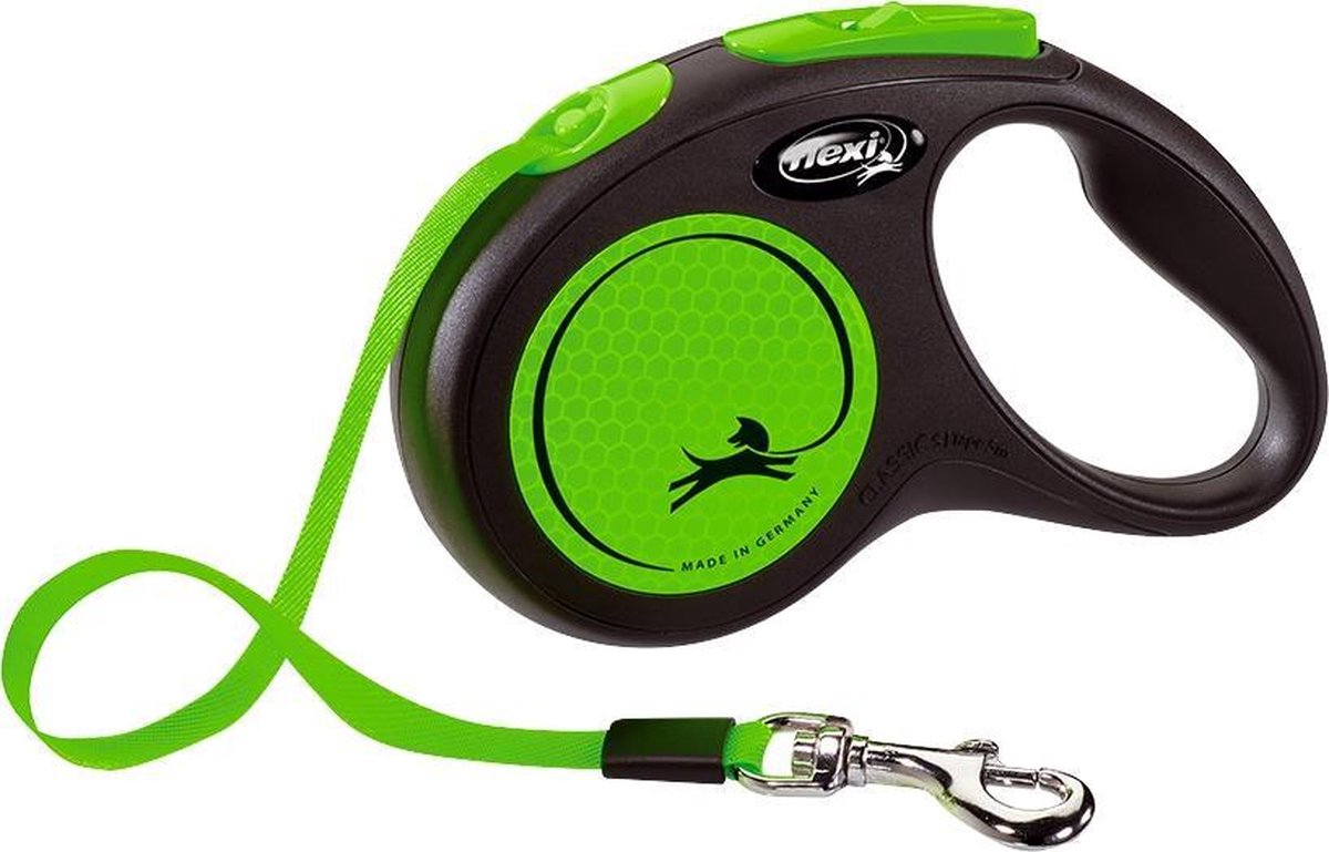 Hondenriem - looplijn - FLEXI rollijn NEW NEON TAPE - S - groen - 5 meter