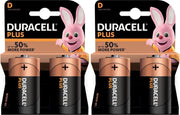Set van 4x Duracell D Plus batterijen 1.5 V - alkaline - LR20 MN1300 - Batterijen pack