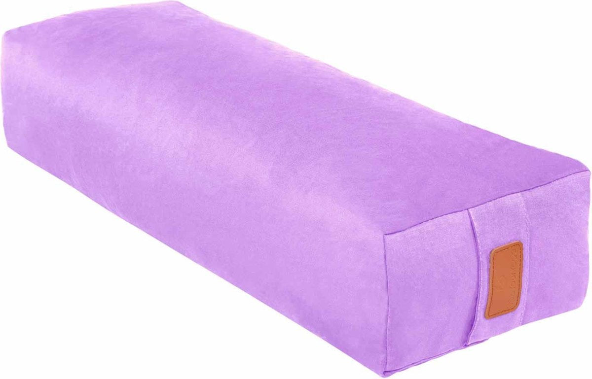 #DoYourYoga - Hoekig Yoga bolster - »Paravati« - Meditatiekussen met bio-organische Spelt vulling - L67 cm & diam.13 cm - lavendel