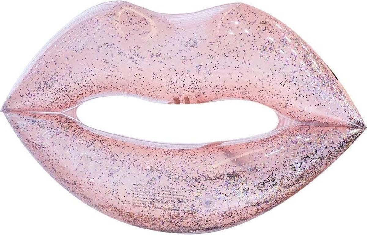 ✿Brenlux ® Opblaasbaar waterspeelgoed - Zwemband - Opblaasbare lippen - Trendy zwembadspeelgoed - Zwembandring in de vorm van lippen - Grote opblaasbare ring van 110 cm - Zwembadring met glitters