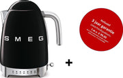 Smeg -  KLF04BLEU MkIII - Regelbare waterkoker - Zwart - met drie jaar garantie!