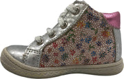 Maya de bij - Kinderschoenen met rits -grijze schoenen met bloemen - meisjesschoenen - peuters - meisjes schoenen