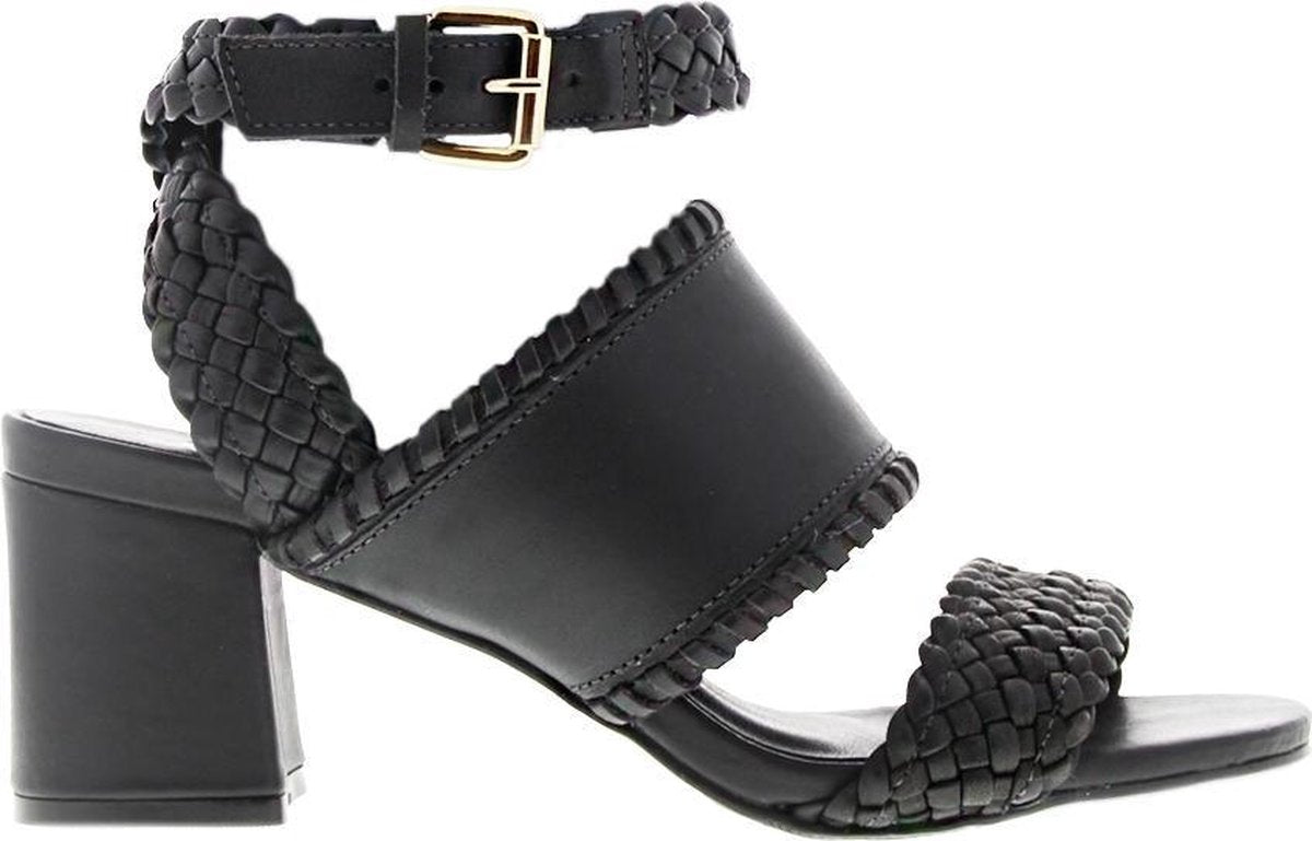 Tango | Belle 1-a black leather woven sandal - straight heel | Maat: 41