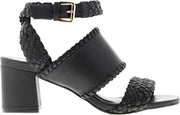 Tango | Belle 1-a black leather woven sandal - straight heel | Maat: 41